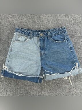 12th Tribe Two-Tone Blue Denim Jean Shorts